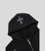 BLACK WHITE RHINESTONE HOODIE 2