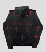 Red Rhinestone Daggers on OVERSIZED Black Zip Hoodie 1 150x169