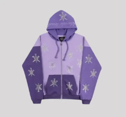 UNKNOWN HOODIE PURPLE RHINESTONE DAGGER