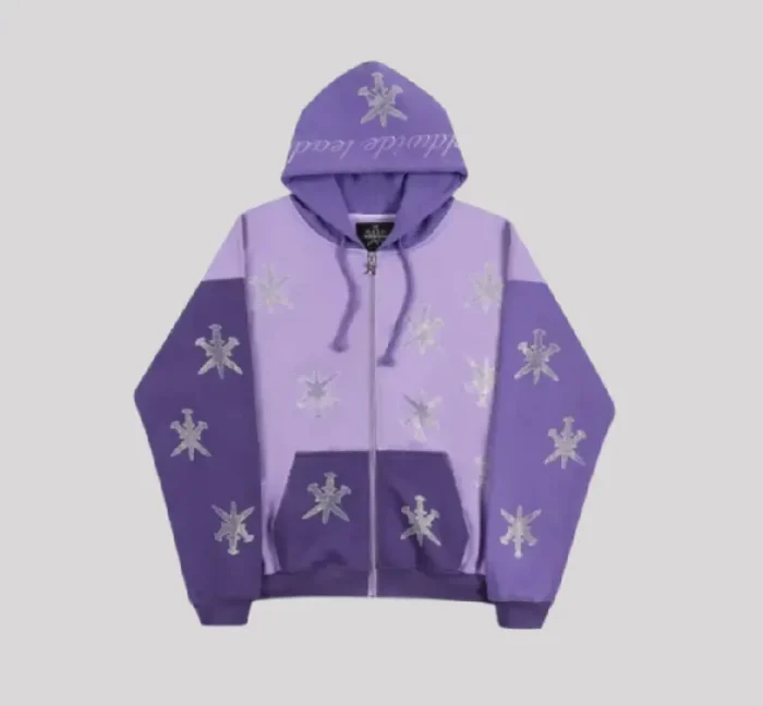 UNKNOWN HOODIE PURPLE RHINESTONE DAGGER