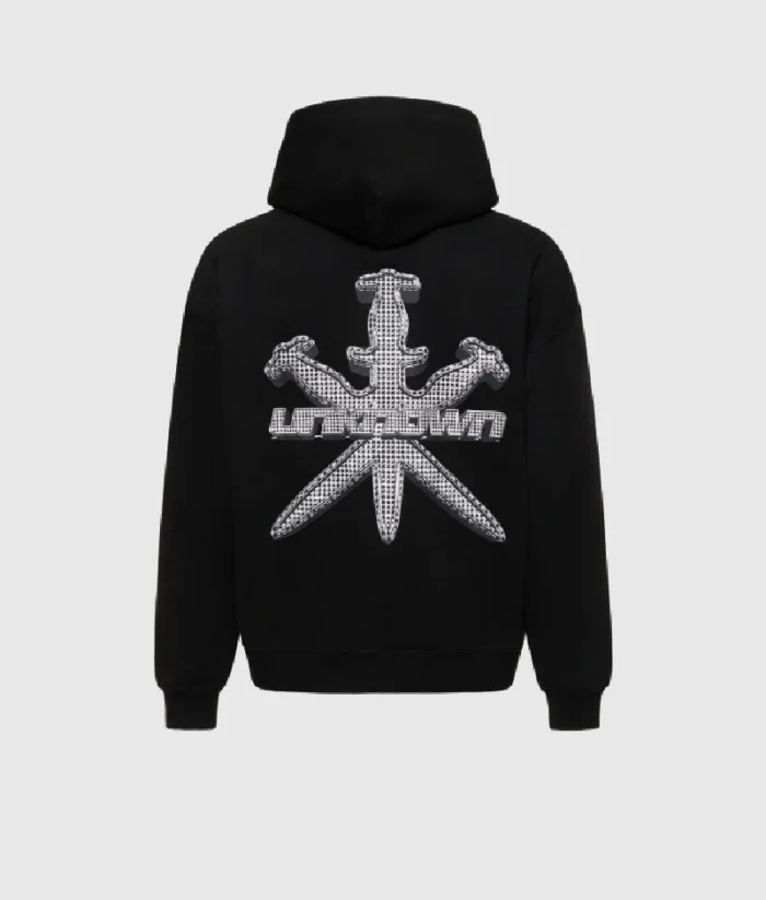 Unknown Iced Out Style Dagger Hoodie Black 4