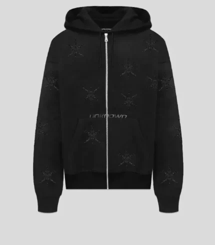 Unknown London Dagger Rhinestone Zip Hoodie