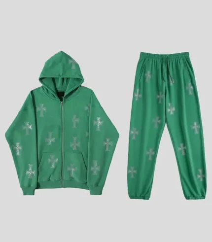 Y2k Aesthetic Cross Rhinestone Tracksuit Jogging Suit 90s Vintage