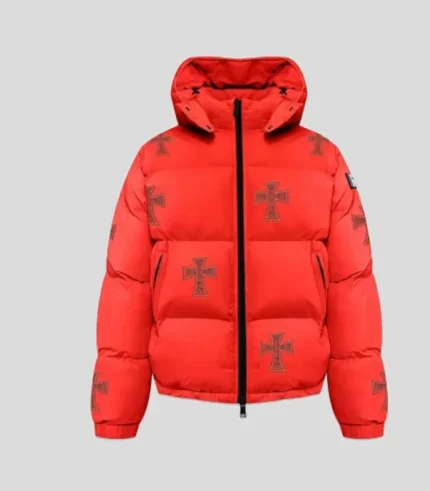 UNKNOWN LONDON Cross Rhinestone Puffer Jacket