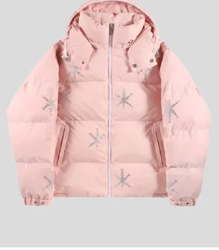 UNKNOWN LONDON】PINK ALL OVER SILVER DAGGER RHINESTONE PUFFER . 1