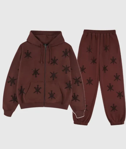 Unknown London Rhinestone Tracksuit Brown 1